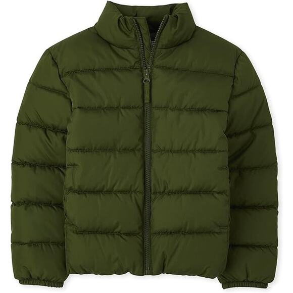 The Children's Place Boys Puffer Jacket Water-Resistant (Size Large/10-12) Green - Picture 1 of 6